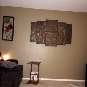 Beautiful large Rustic wall art piece. Has hand painted accents to make unique.
